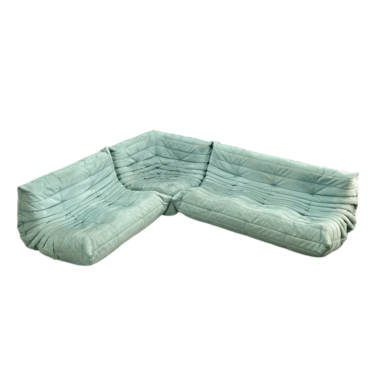 Ligne Roset Light Blue Modular Togo Sofa by Michel Ducaroy, Set of Three @ REHAUS