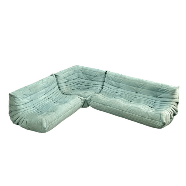 Ligne Roset Light Blue Modular Togo Sofa by Michel Ducaroy, Set of Three