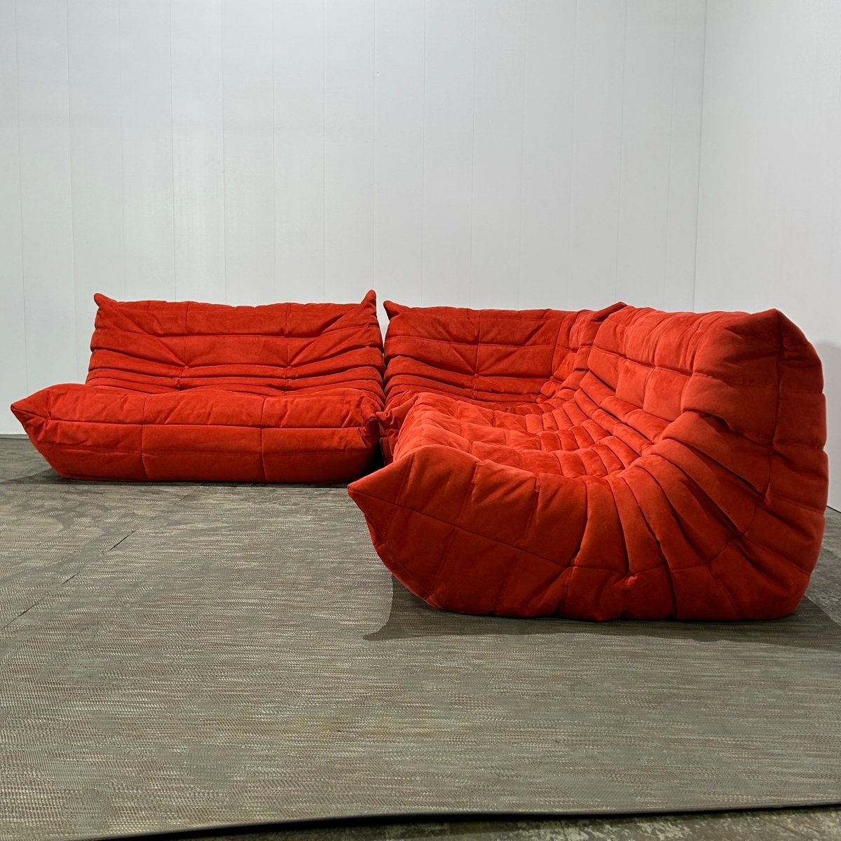 Ligne Roset Orange Modular Togo Sofa and Footstool by Michel Ducaroy, Set of Five @ REHAUS