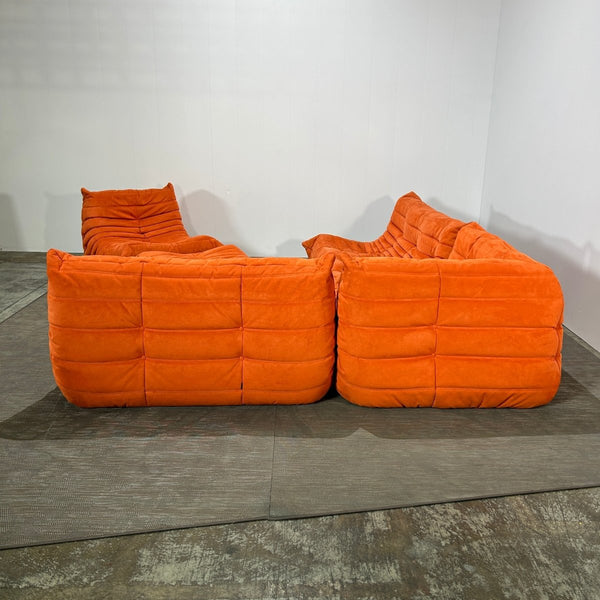 Ligne Roset Orange Modular Togo Sofa and Footstool by Michel Ducaroy, Set of Five @ REHAUS