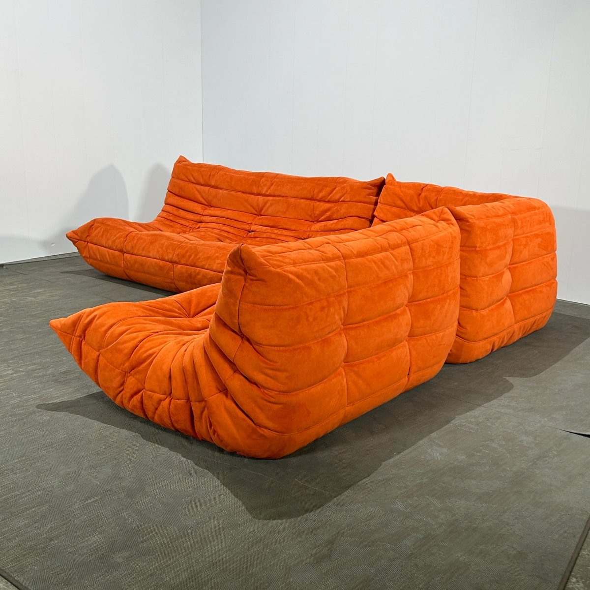 Ligne Roset Orange Modular Togo Sofa and Footstool by Michel Ducaroy, Set of Five @ REHAUS