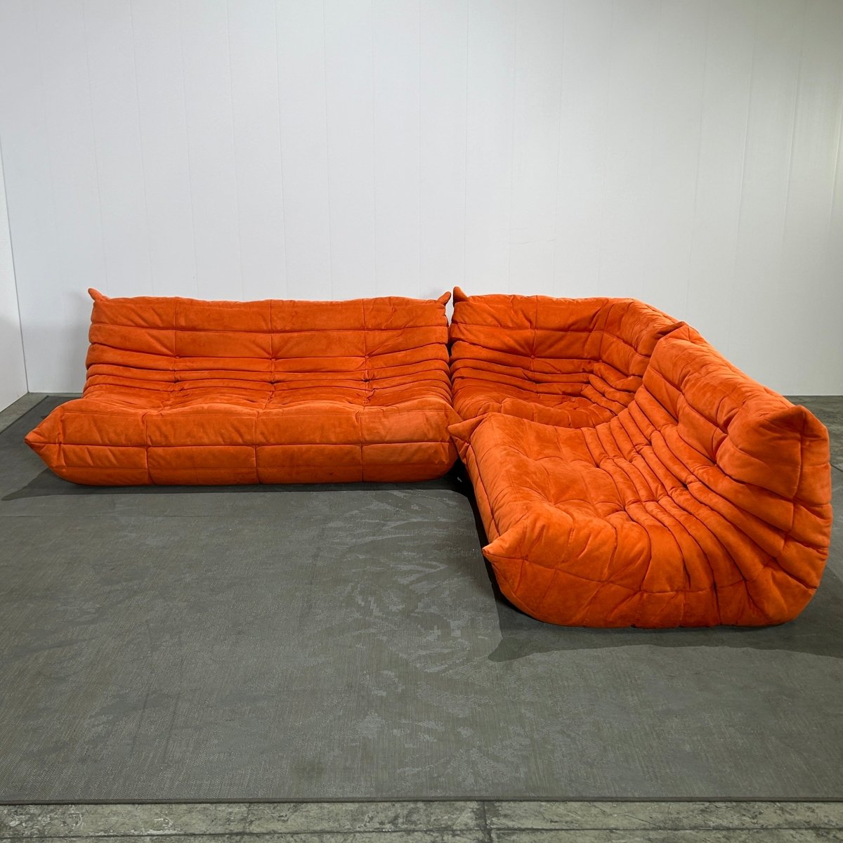 Ligne Roset Orange Modular Togo Sofa and Footstool by Michel Ducaroy, Set of Five @ REHAUS