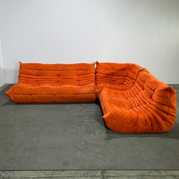 Ligne Roset Orange Modular Togo Sofa and Footstool by Michel Ducaroy, Set of Five @ REHAUS