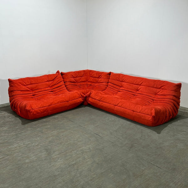 Ligne Roset Orange Modular Togo Sofa and Footstool by Michel Ducaroy, Set of Five @ REHAUS