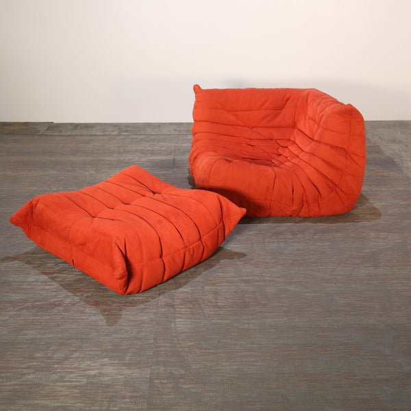 Ligne Roset Orange Togo Corner Sofa and Ottoman by Michel Ducaroy @ REHAUS