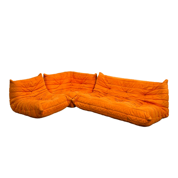 Ligne Roset Orange Togo Three Set by Michel Ducaroy - Corner Togo, Three Seater Sofa and Fireside Armchair