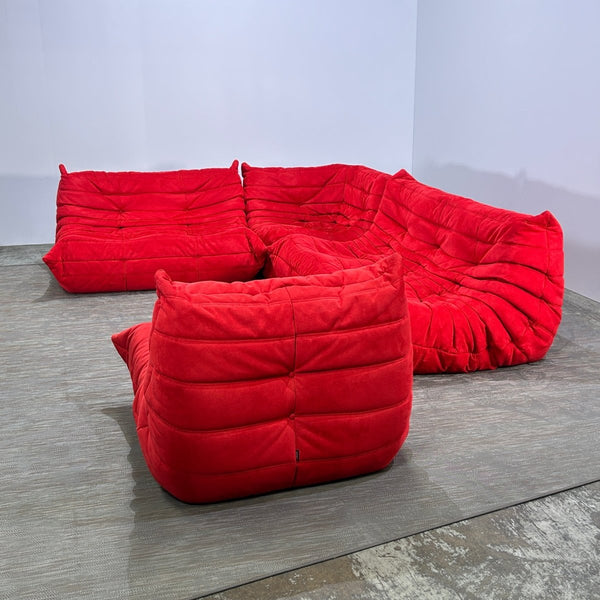 Ligne Roset Red Modular Togo Sofa by Michel Ducaroy, Set of Four @ REHAUS