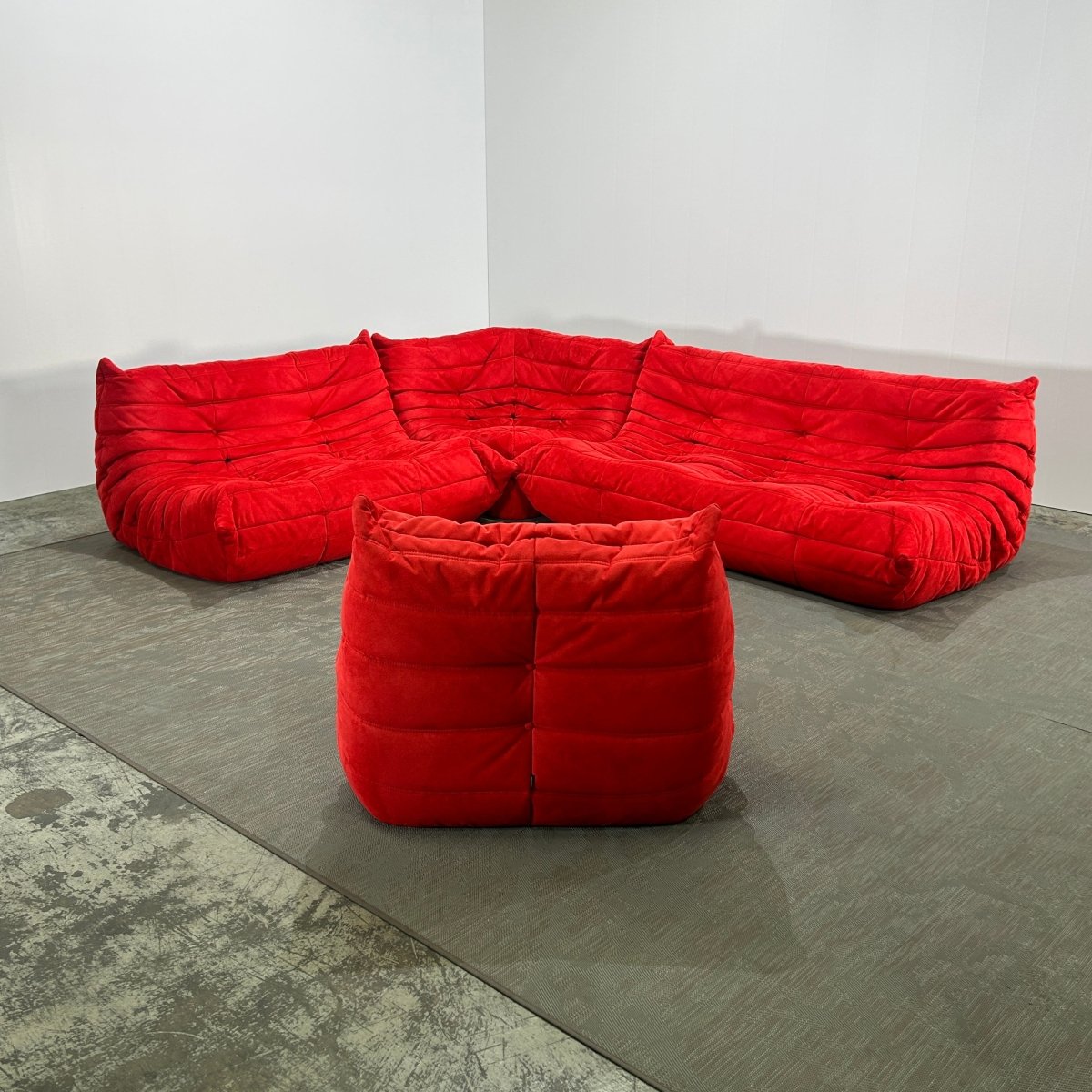 Ligne Roset Red Modular Togo Sofa by Michel Ducaroy, Set of Four @ REHAUS