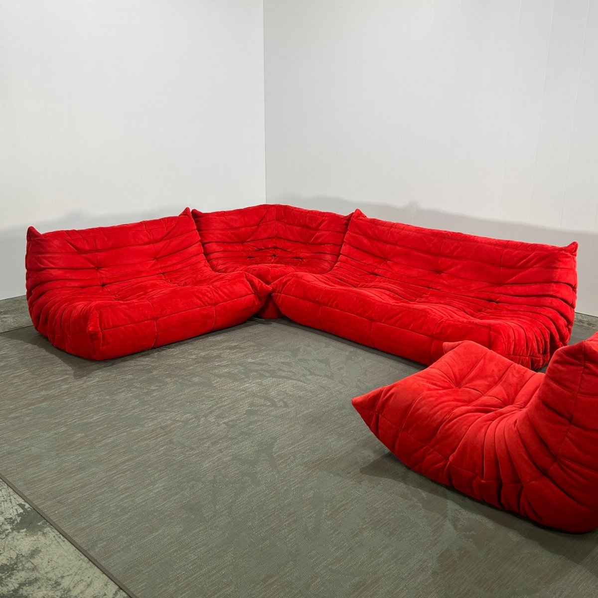 Ligne Roset Red Modular Togo Sofa by Michel Ducaroy, Set of Four @ REHAUS