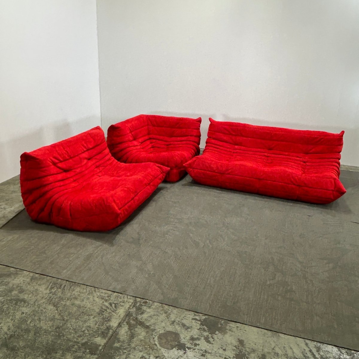 Ligne Roset Red Modular Togo Sofa by Michel Ducaroy, Set of Three @ REHAUS