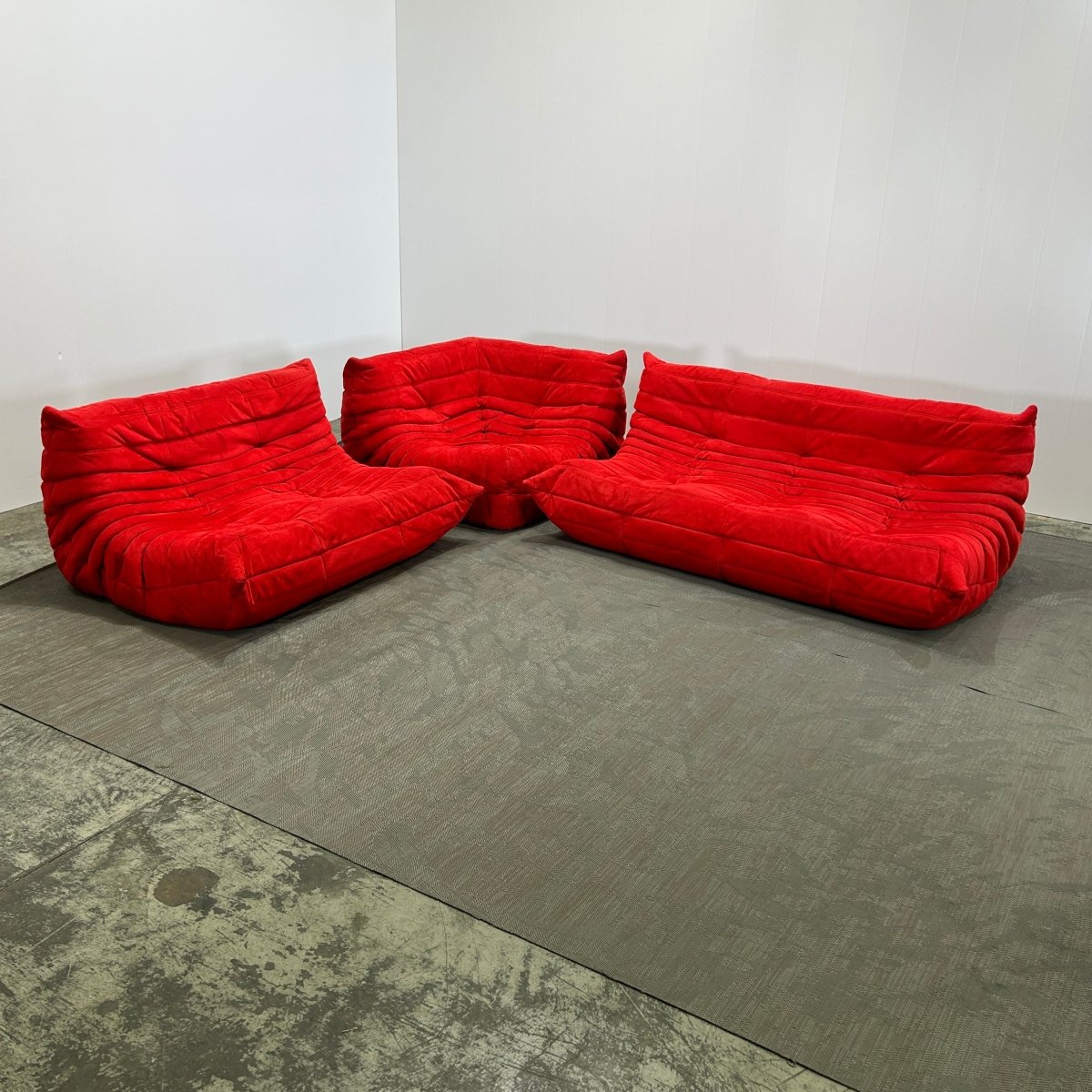 Ligne Roset Red Modular Togo Sofa by Michel Ducaroy, Set of Three @ REHAUS