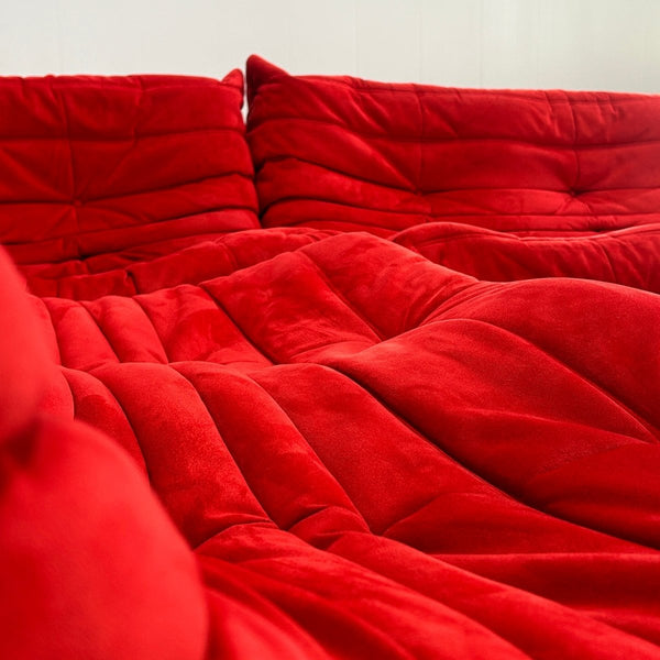 Ligne Roset Red Modular Togo Sofa by Michel Ducaroy, Set of Three @ REHAUS