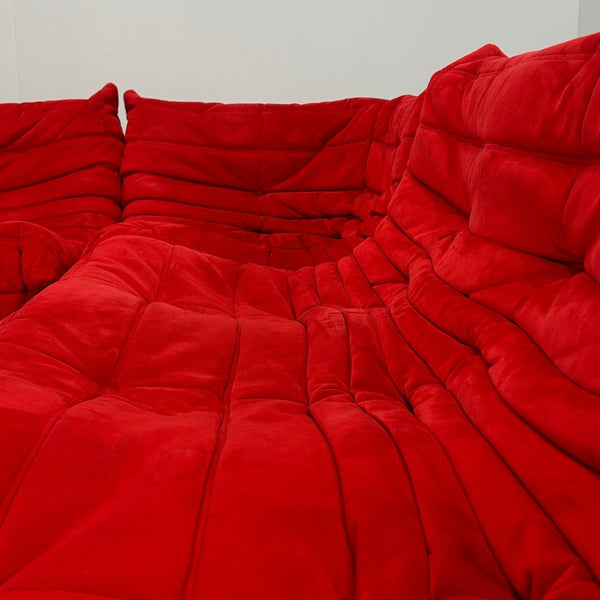 Ligne Roset Red Modular Togo Sofa by Michel Ducaroy, Set of Three @ REHAUS