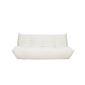 Ligne Roset White Bouclé Togo Three Seater by Michel Ducaroy