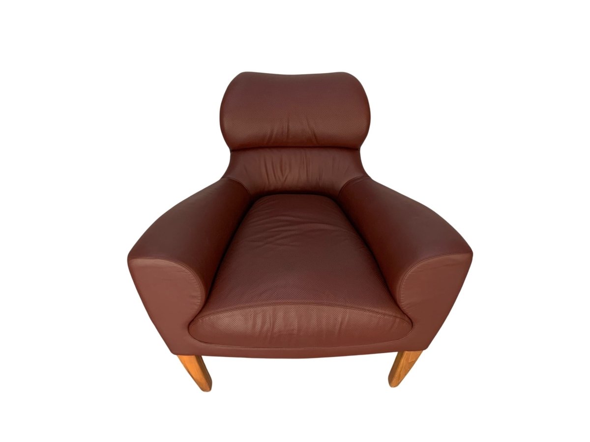Linley Aston Armchair - In Oxblood Leather @ REHAUS