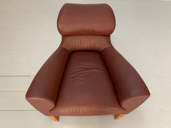 Linley Aston Armchair - In Oxblood Leather @ REHAUS