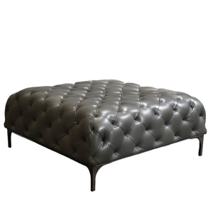 Lof's Gurian Arthur Leather Chesterfield Ottoman by Zeno Nugari