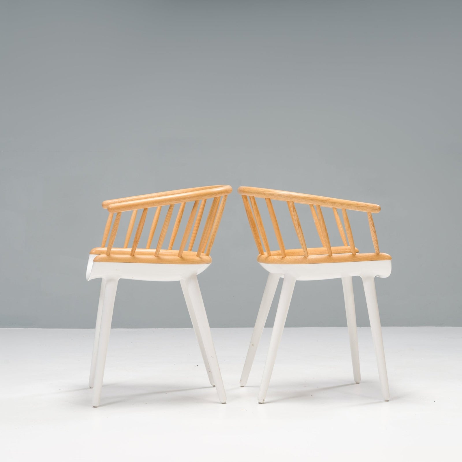 Magis White & Natural Ash Cyborg Stick Dining Chairs, Set of 2 - REHAUS - Marcel Wanders