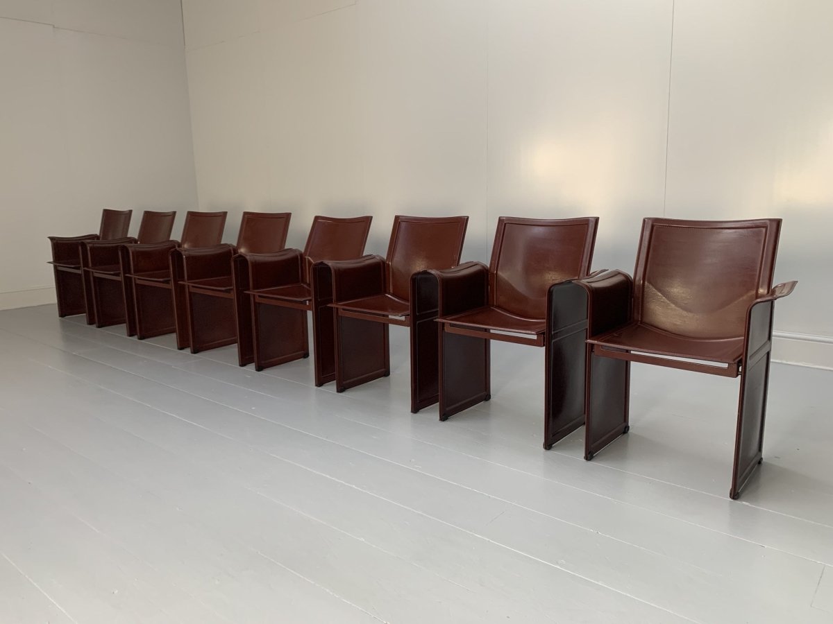 Matteo Grassi Korium Dining Chairs - In Brown Coach Leather, Set of Eight @ REHAUS