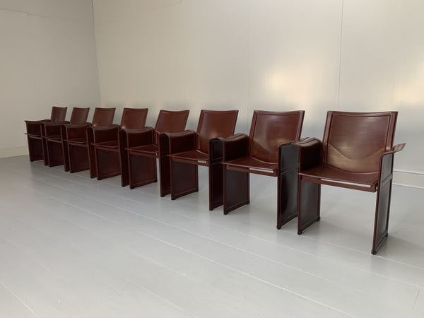 Matteo Grassi Korium Dining Chairs - In Brown Coach Leather, Set of Eight @ REHAUS