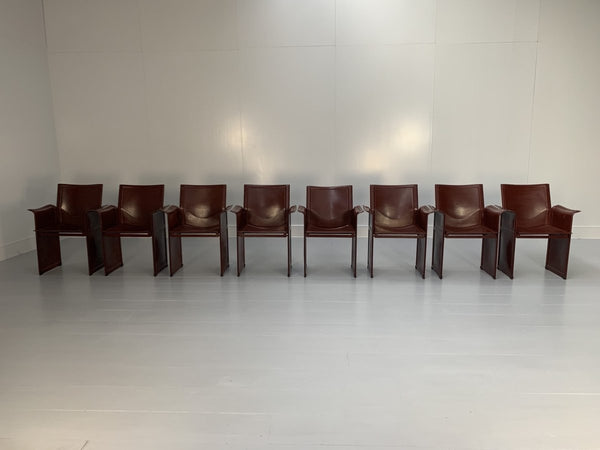 Matteo Grassi Korium Dining Chairs - In Brown Coach Leather, Set of Eight @ REHAUS