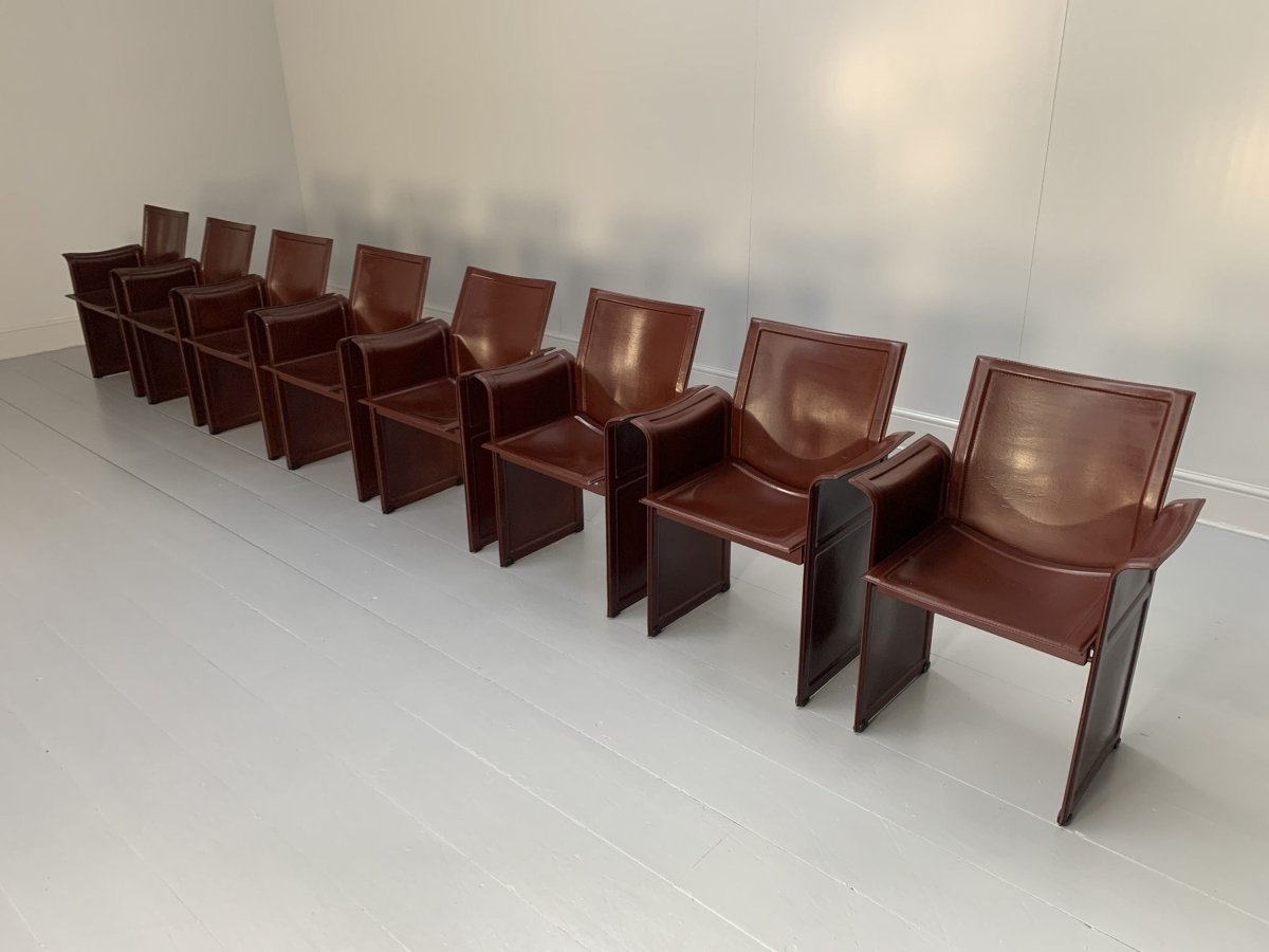 Matteo Grassi Korium Dining Chairs - In Brown Coach Leather, Set of Eight @ REHAUS