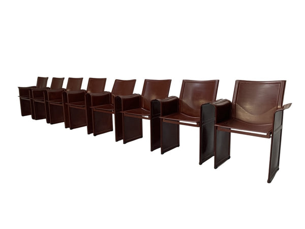 Matteo Grassi Korium Dining Chairs - In Brown Coach Leather, Set of Eight @ REHAUS