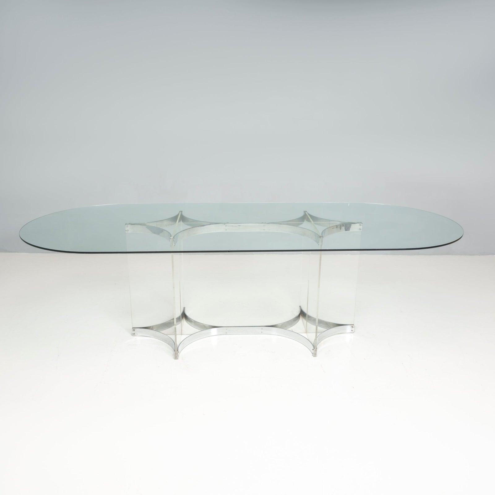 Mid Century Alessandro Albrizzi Large Dining Table, Glass and Chrome - REHAUS - Alessandro Albrizzi