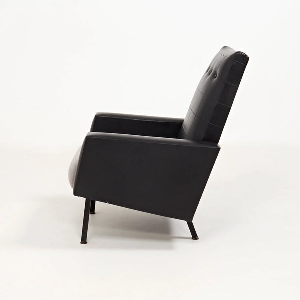 Mid Century Black Leather Pierre Guariche Style Armchairs, Set of 2 - REHAUS - Pierre Guariche