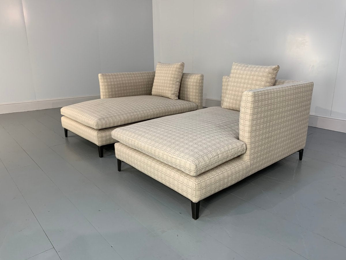 Minotti Andersen Chaise Sofas Daybed in Geometric Linen Fabric, Set of 2 @ REHAUS