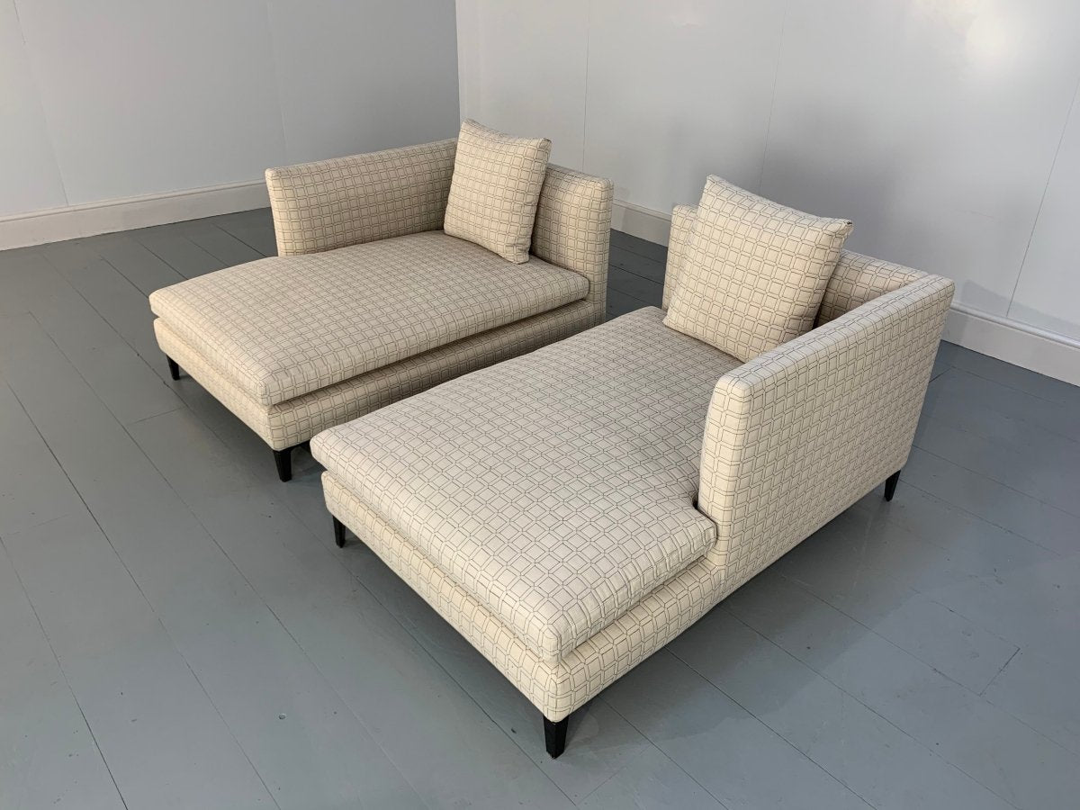 Minotti Andersen Chaise Sofas Daybed in Geometric Linen Fabric, Set of 2 @ REHAUS