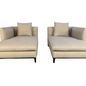 Minotti Andersen Chaise Sofas Daybed in Geometric Linen Fabric, Set of 2 @ REHAUS