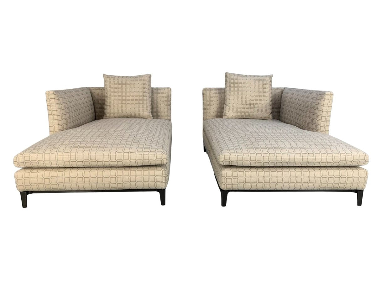 Minotti Andersen Chaise Sofas Daybed in Geometric Linen Fabric, Set of 2 @ REHAUS