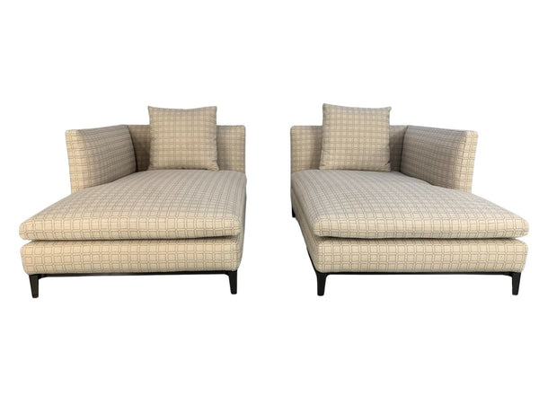 Minotti Andersen Chaise Sofas Daybed in Geometric Linen Fabric, Set of 2 @ REHAUS