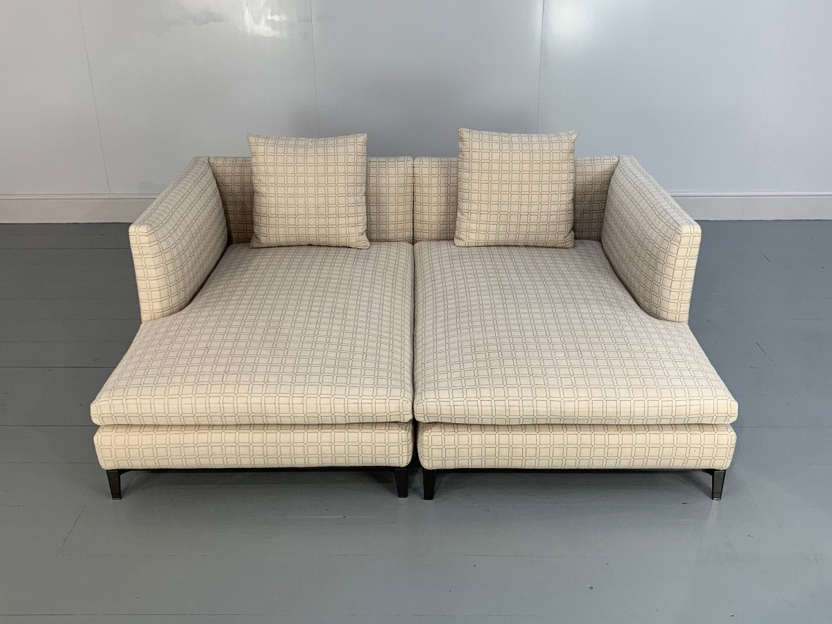 Minotti Andersen Chaise Sofas Daybed in Geometric Linen Fabric, Set of 2 @ REHAUS
