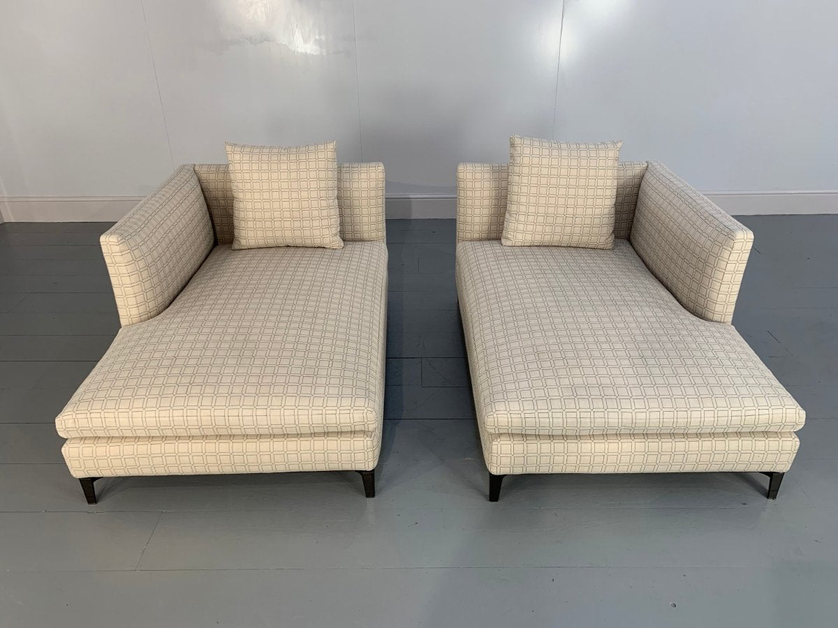 Minotti Andersen Chaise Sofas Daybed in Geometric Linen Fabric, Set of 2 @ REHAUS