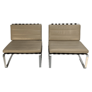Minotti Delaunay Armchair in Pale - Brown Pelle Leather, Set of Two @ REHAUS
