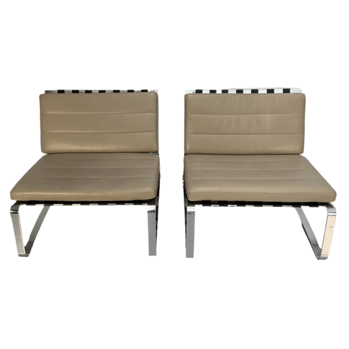 Minotti Delaunay Armchair in Pale - Brown Pelle Leather, Set of Two @ REHAUS