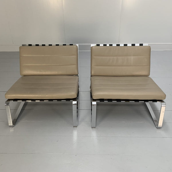 Minotti Delaunay Armchair in Pale - Brown Pelle Leather, Set of Two @ REHAUS