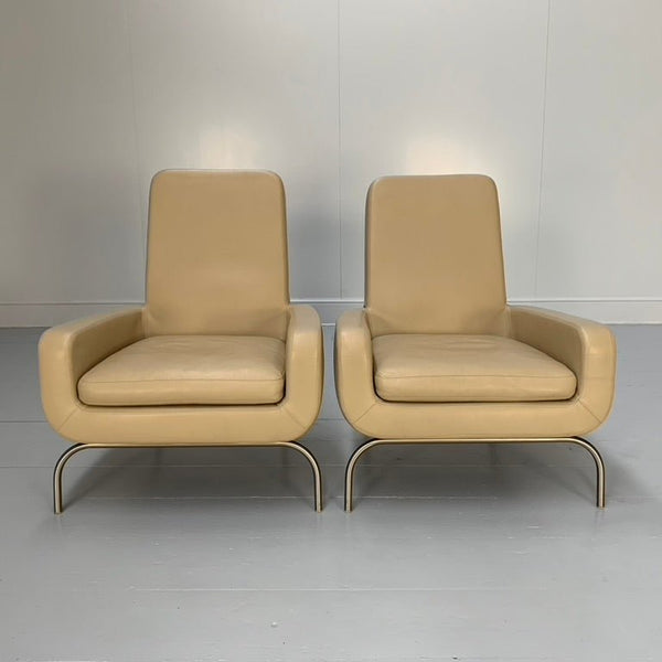 Minotti Dubuffet Armchair - In Taupe Pelle Leather, Set of Two @ REHAUS