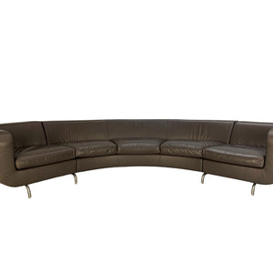 Minotti Dubuffet Curved Sofa - in Dark Grey Pelle Leather @ REHAUS