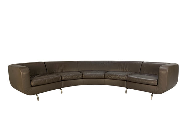 Minotti Dubuffet Curved Sofa - in Dark Grey Pelle Leather @ REHAUS
