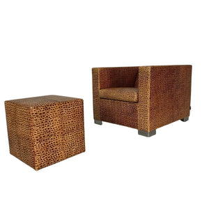 Minotti Suitcase Line Armchair & Ottoman - In Crocodile Leather @ REHAUS