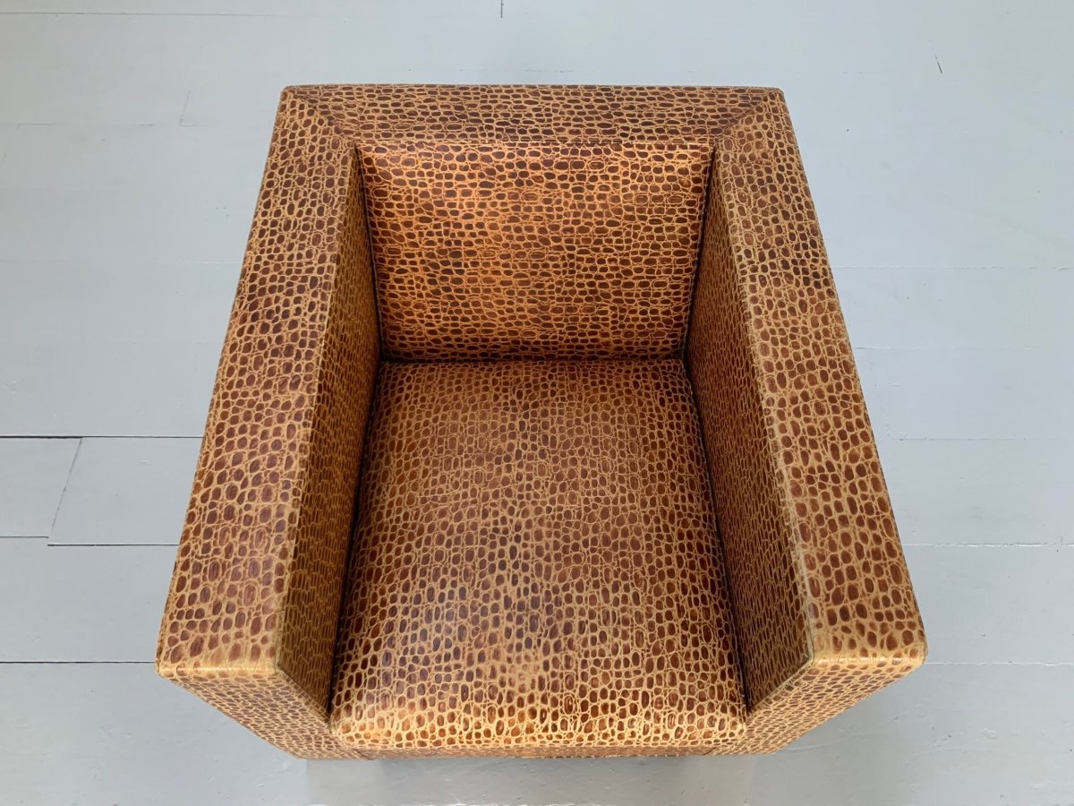 Minotti Suitcase Line Armchair & Ottoman - In Crocodile Leather @ REHAUS