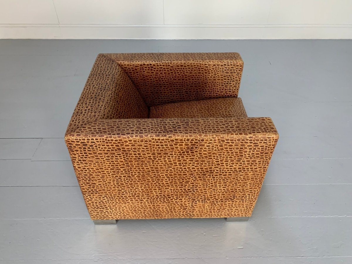 Minotti Suitcase Line Armchair & Ottoman - In Crocodile Leather @ REHAUS