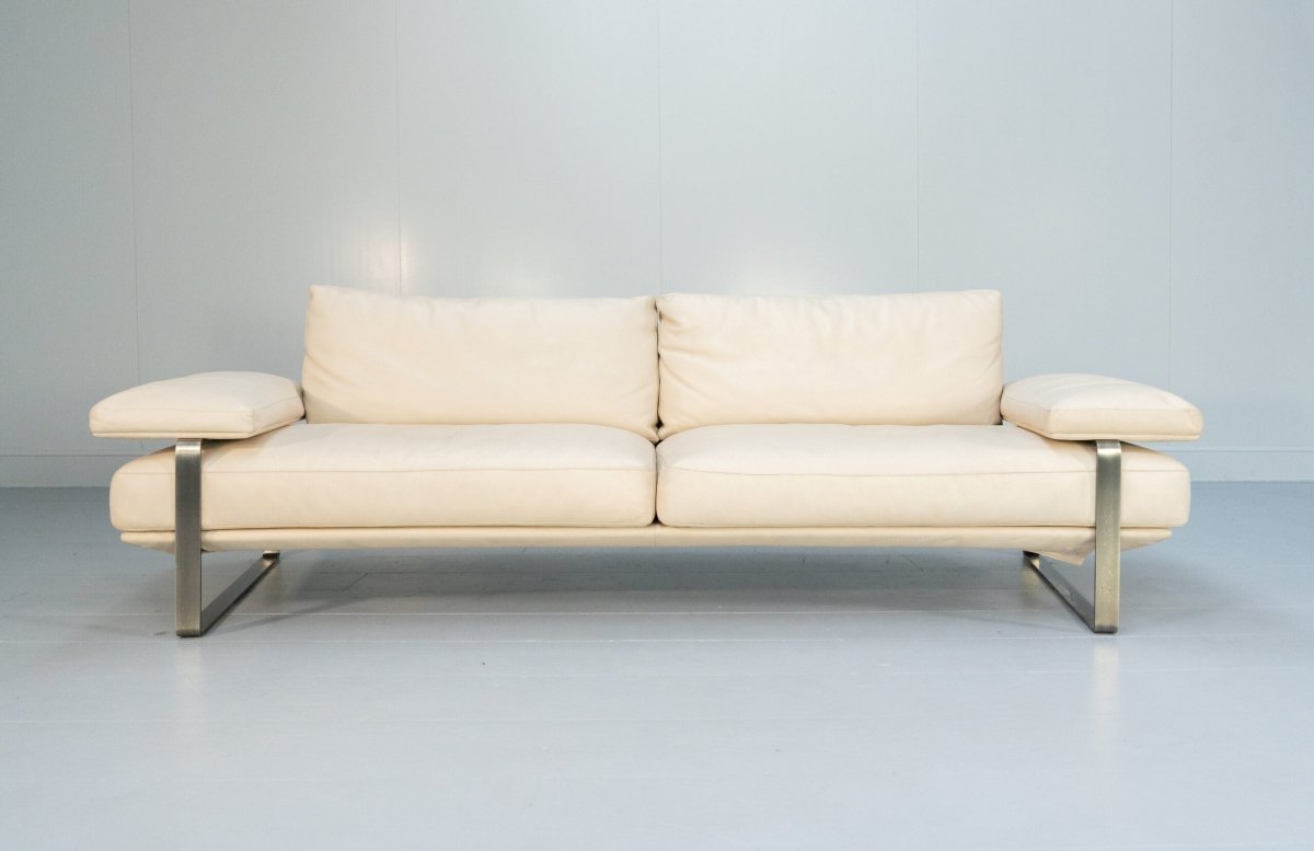 Molteni & C Still SDC250 Large Curved Sofa - In Ivory Leather @ REHAUS