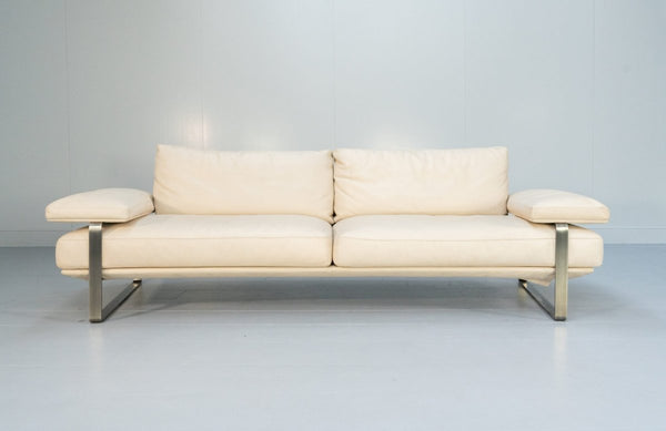 Molteni & C Still SDC250 Large Curved Sofa - In Ivory Leather @ REHAUS