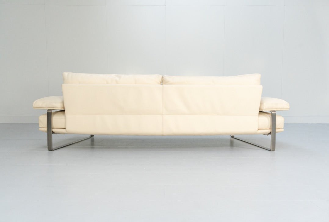 Molteni & C Still SDC250 Large Curved Sofa - In Ivory Leather @ REHAUS