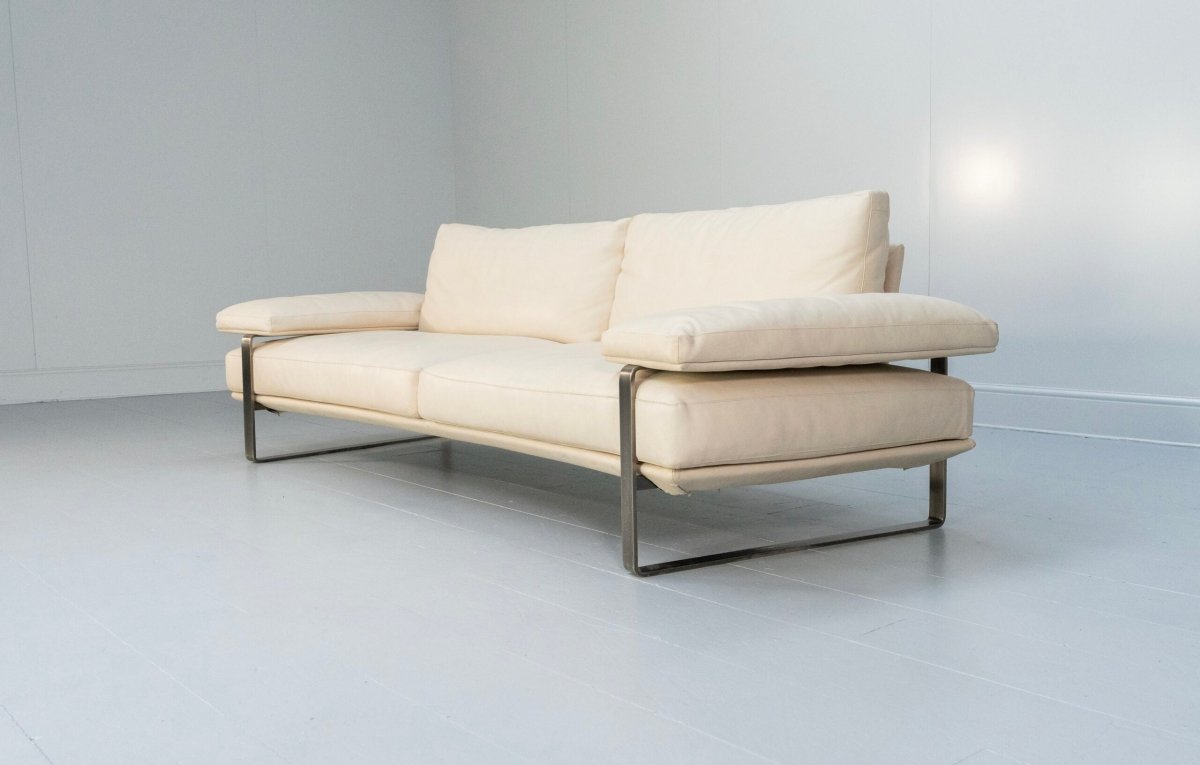 Molteni & C Still SDC250 Large Curved Sofa - In Ivory Leather @ REHAUS