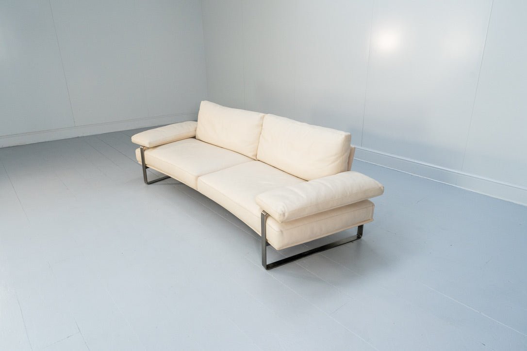Molteni & C Still SDC250 Large Curved Sofa - In Ivory Leather @ REHAUS